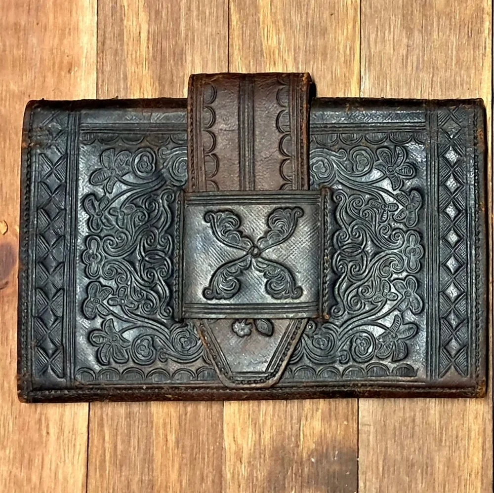 Vintage Hand Tooled Leather Bifold